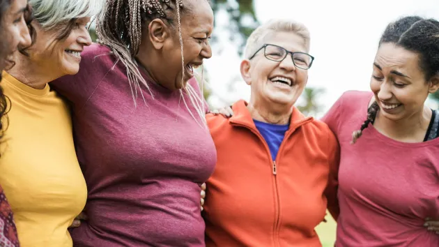 Group of older women participating in sporting activity