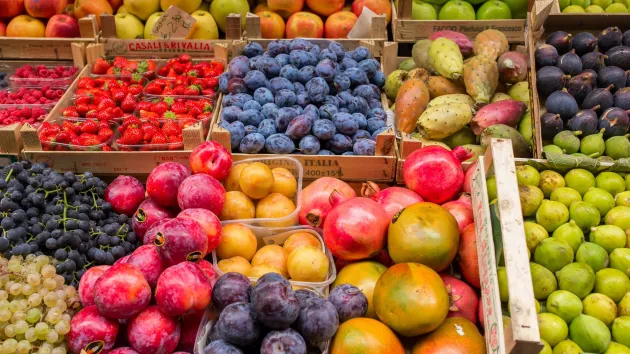 Boxes of fruit and vegetables
