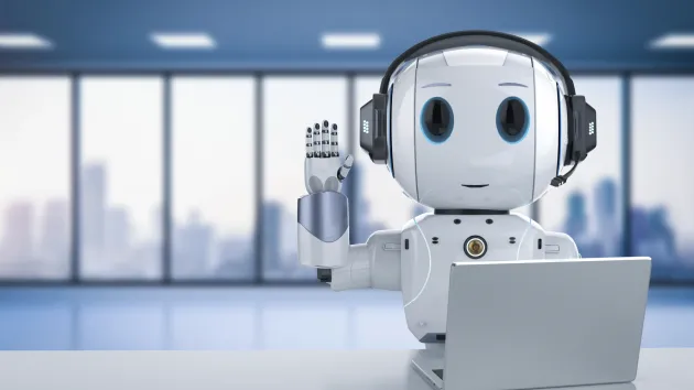 Robot using a laptop - AI