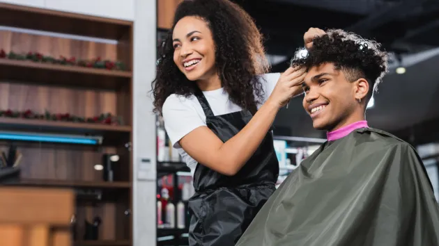 Hairdresser and client 