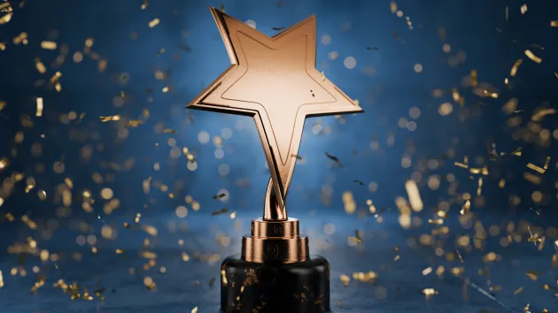 Award - Star on blue background 