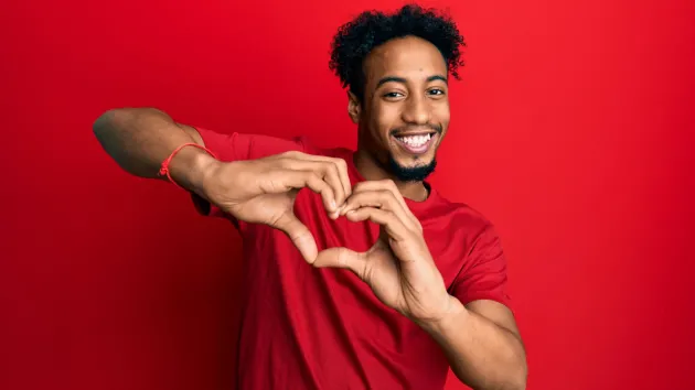 person wearing a red  t-shirt 
