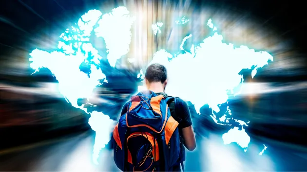 tourist and digital map of the world