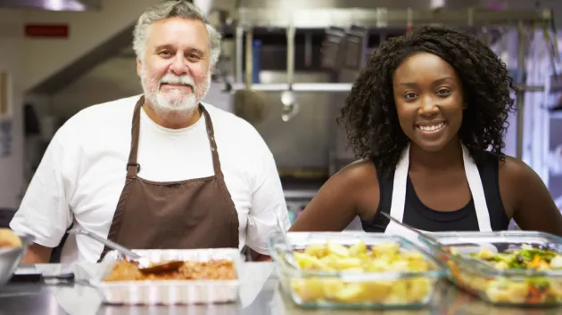 Volunteers working at a social enterprise