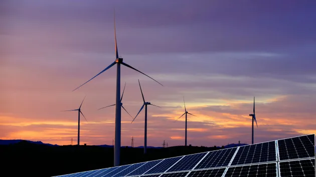 Wind turbines and solar panels