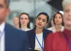 business event - participant listening to speech 