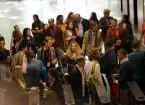 People taking a break at a conference 