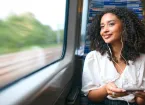 person travelling on a train 