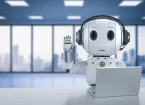 Robot using a laptop - AI 