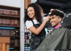 Hairdresser and client 