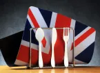 Union Jack place mat and knife fork and spoon