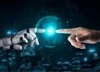 AI and human hand 