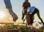Volunteers litter picking 