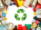A selection of garbage for recycling. Segregated metal, plastic, paper and glass