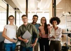 Diverse business people standing together at startup.