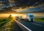 trucks on a road