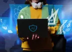 teenager using a laptop for study - AI