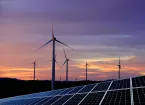 Wind turbines and solar panels 